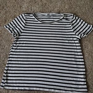 Black and white striped T, M